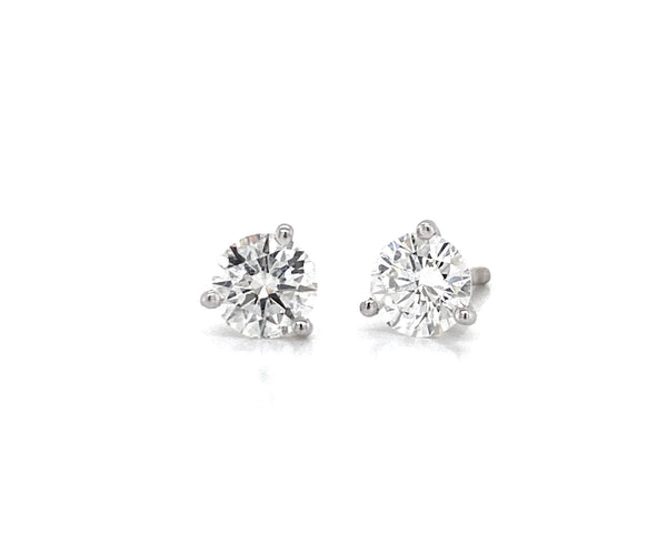 18K White Gold Diamond Solitaire Stud Earrings