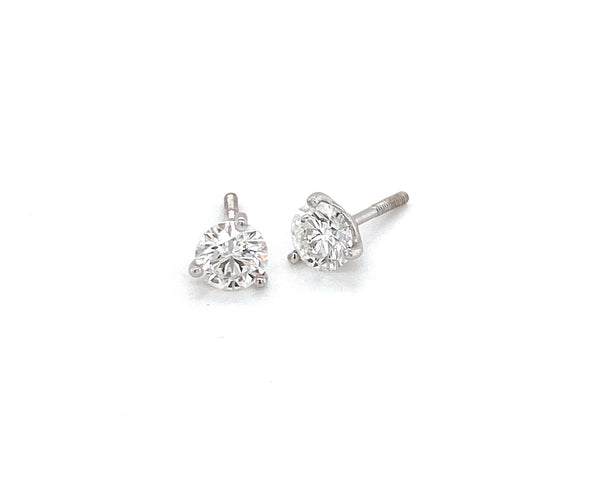 18K White Gold Diamond Solitaire Stud Earrings