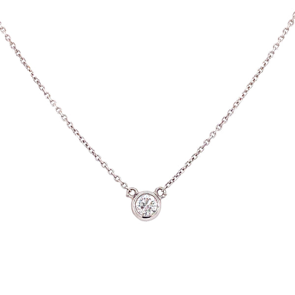 14K White Gold Diamond Bezel Necklace