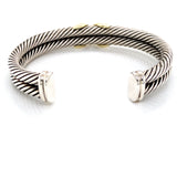 14K Yellow Gold + Sterling Silver "X" Cuff Bangle-Bangles-Maurice's Jewelers-