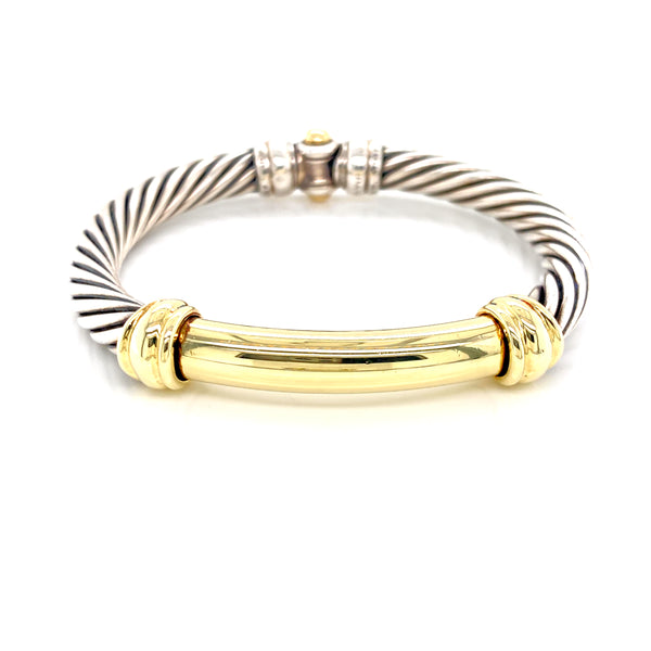 14K Yellow Gold + Sterling Silver Metro Bangle-Bangles-Maurice's Jewelers-
