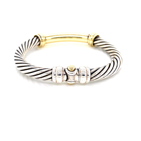 14K Yellow Gold + Sterling Silver Metro Bangle-Bangles-Maurice's Jewelers-
