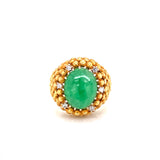 18K Yellow Gold Diamond + Jadeite Domed Ring