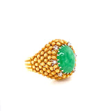18K Yellow Gold Diamond + Jadeite Domed Ring