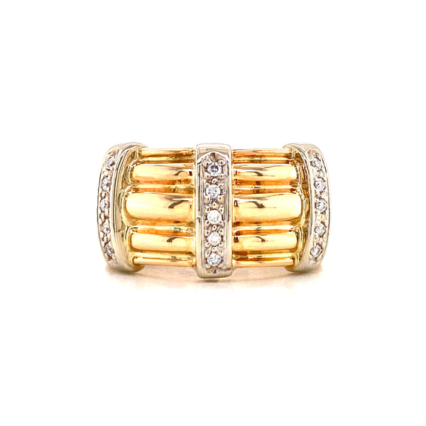 18K White & Yellow Gold Diamond Multi Band Ring