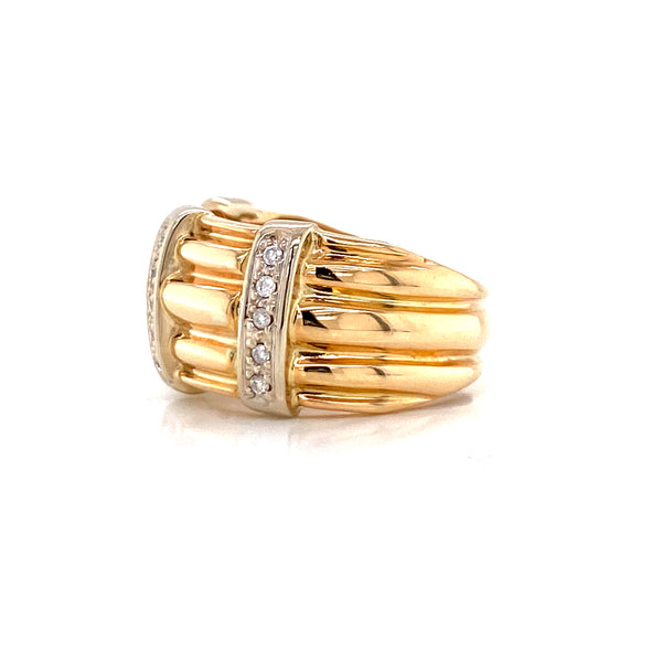 18K White & Yellow Gold Diamond Multi Band Ring