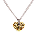 18K White & Yellow Diamond Puffed Heart Pendant + Multi Cable Chain-Necklaces-Maurice's Jewelers-