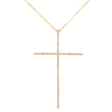 14K Yellow Gold Extra Large Diamond Cross Necklace