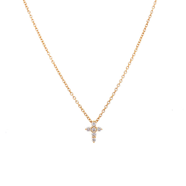 18K White Gold Diamond Mini Cross-Necklaces-JUAN CARLOS GARCIA USA-YELLOW GOLD-