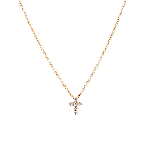 18K White Gold Diamond Mini Cross