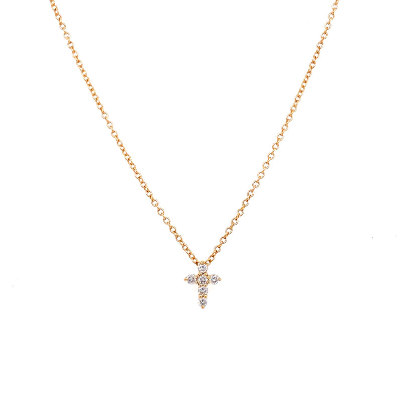 18K White Gold Diamond Mini Cross-Necklaces-JUAN CARLOS GARCIA USA-YELLOW GOLD-