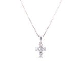 14K White Gold Diamond Medium Cross Necklace-Necklaces-lau international-