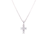 14K White Gold Diamond Medium Cross Necklace