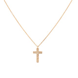 14K Yellow Gold Diamond Pave Cross Necklace