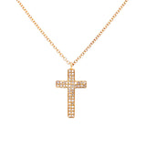 14K White Gold Pave Cross Necklace