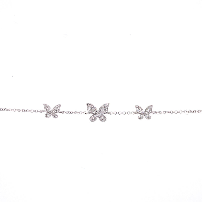 14K Yellow Gold Diamond Triple Butterfly Bracelet-Bracelets-Maurice's Jewelers-