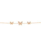 14K Yellow Gold Diamond Triple Butterfly Bracelet