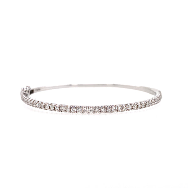 14K White Gold Diamond Bangle-Bangles-MWI Jewelry-