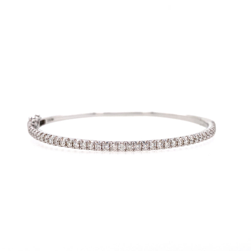 14K White Gold Diamond Bangle-Bangles-MWI Jewelry-
