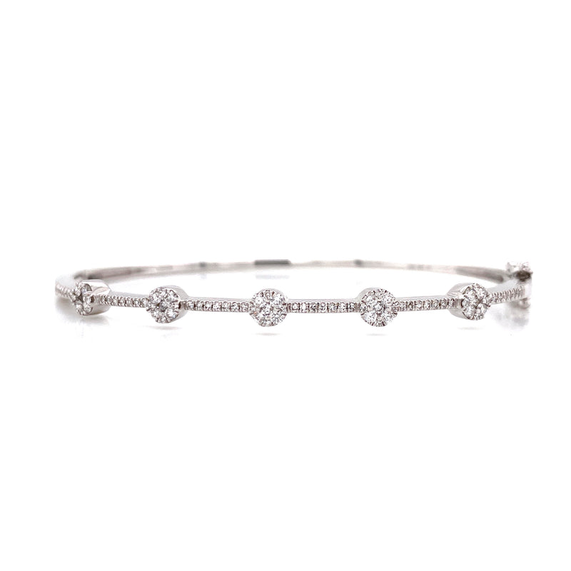 14K Rose Gold Diamond Cluster Station Bangle-Bangles-Maurice's Jewelers-WHITE GOLD-