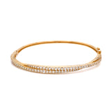 14K Yellow Gold Diamond Twisted Hinged Bangle
