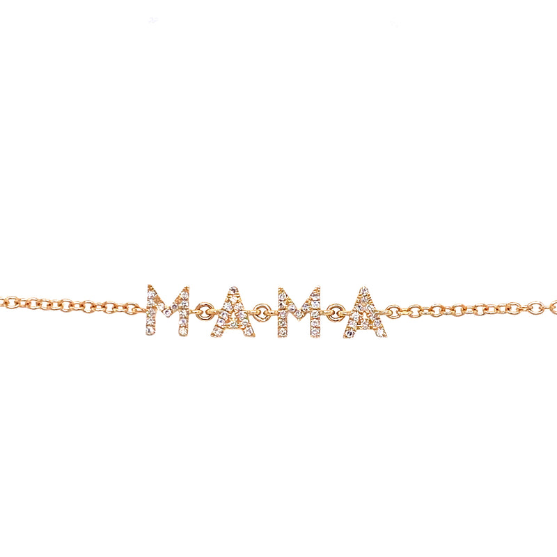 14K Yellow Gold Diamond "Mama" Bracelet