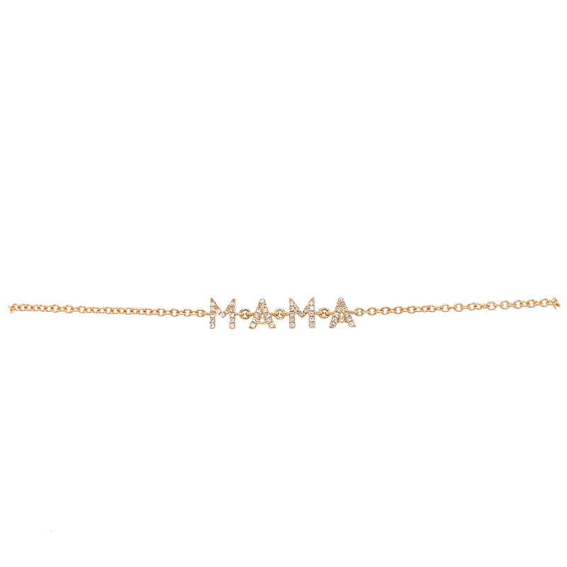 14K Yellow Gold Diamond "Mama" Bracelet