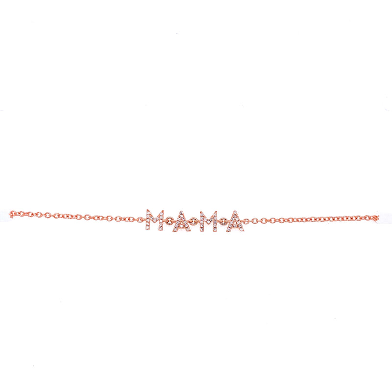 14K White Gold Diamond "Mama" Bracelet