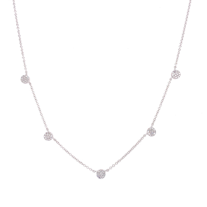14K White Gold Diamond Mini Disc By The Yard Necklace