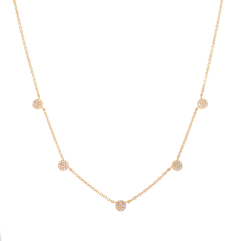 14K Yellow Gold Diamond Mini Disc By The Yard Necklace