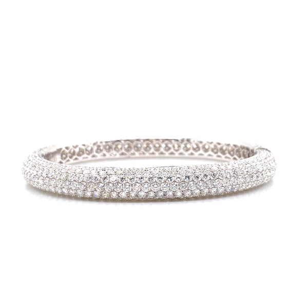 18K White Gold Diamond Eternity Hinged Bangle-Bangles-pink diamond-
