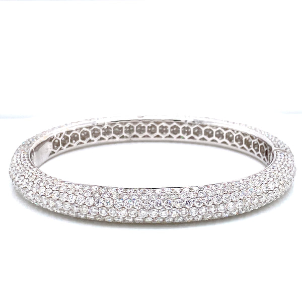 18K White Gold Diamond Eternity Hinged Bangle-Bangles-pink diamond-