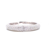 18K White Gold Diamond Eternity Hinged Bangle-Bangles-pink diamond-