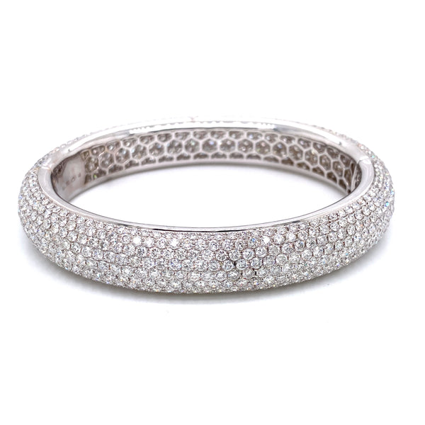 18K White Gold Pave Diamond Hinged Bangle-Bangles-pink diamond-