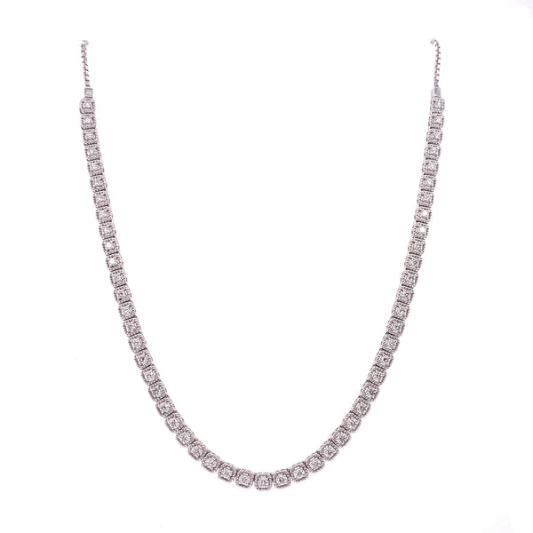 14K White Gold Diamond Bolo Necklace-Necklaces-VIMCO DIAMOND CORP-