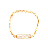 18K Yellow Gold Round Diamond Pave Link Bracelet-Bracelets-pink diamond-