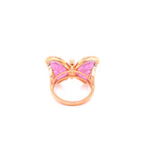 14K Rose Gold Diamond + Pink Tourmaline Butterfly Ring-Rings-Maurice's Jewelers-