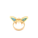 14K Yellow Gold Diamond + Green Tourmaline Butterfly Ring-Rings-majolie-