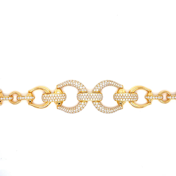 18K Yellow Gold Diamond Horsebit Link Bracelet- ****FLASH SALE****-Bracelets-pink diamond-