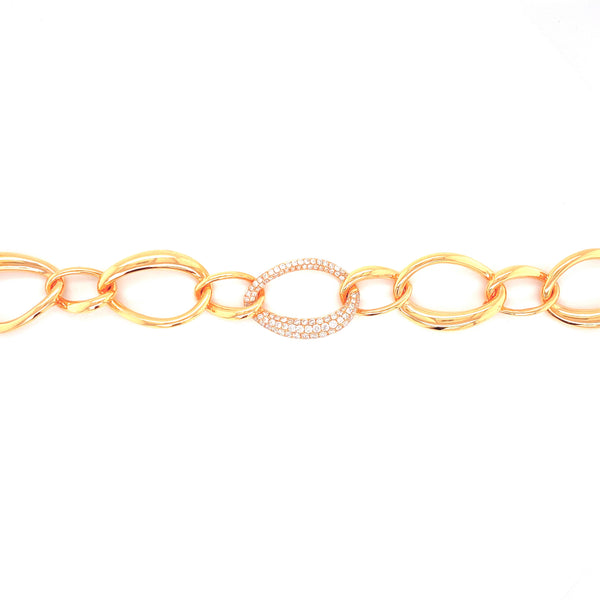 18K Rose Gold Diamond Link Bracelet