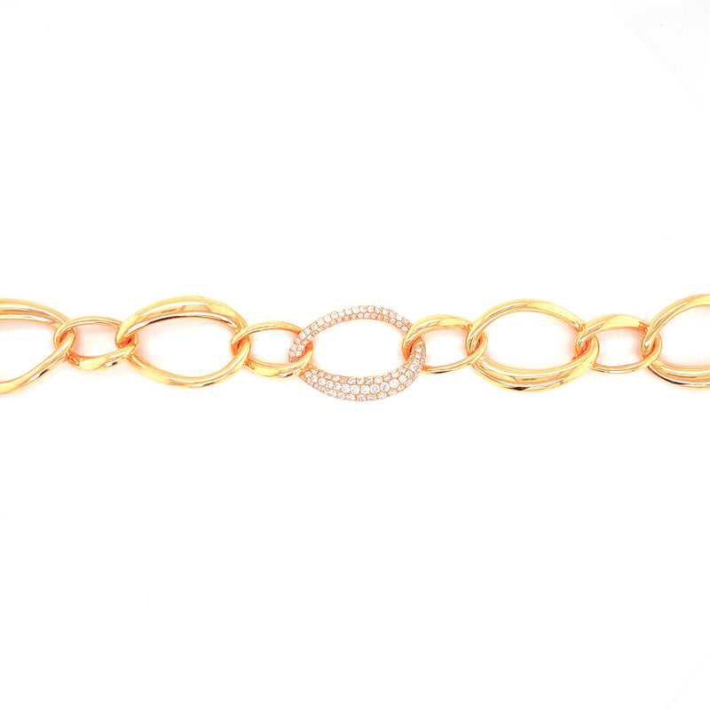 18K Rose Gold Diamond Link Bracelet