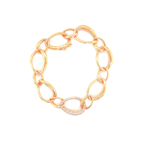 18K Rose Gold Diamond Link Bracelet
