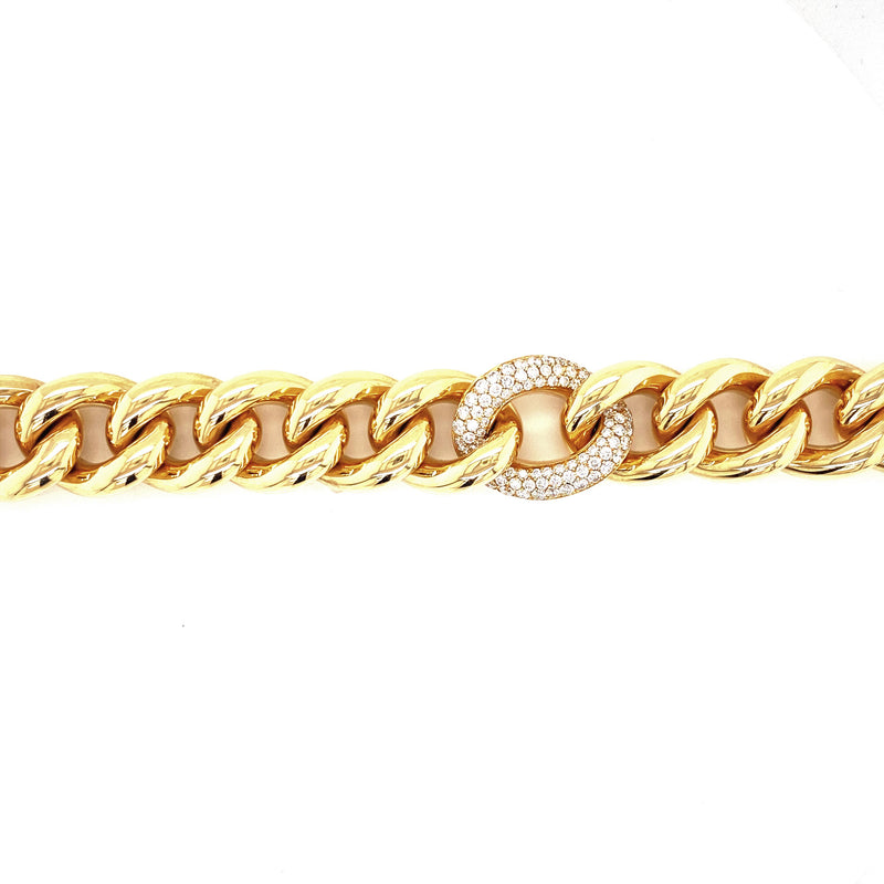 18K Yellow Gold Diamond Link & Large Curb Link Bracelet