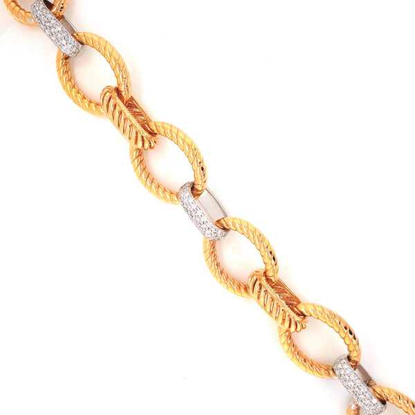 18K White & Yellow Diamond Link Bracelet