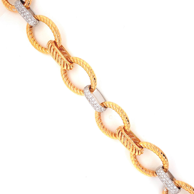 18K White & Yellow Diamond Link Bracelet