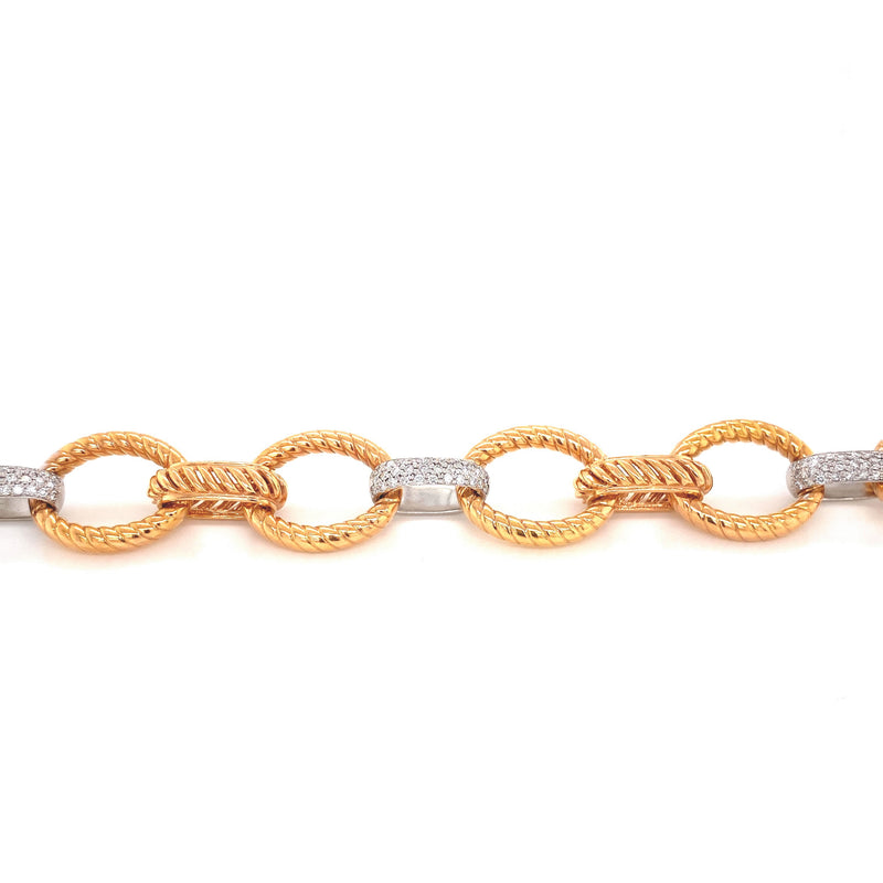 18K White & Yellow Diamond Link Bracelet-Bracelets-pink diamond-