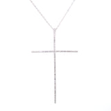 14K Yellow Gold Extra Large Diamond Cross Necklace-Necklaces-lau international-WHITE GOLD-