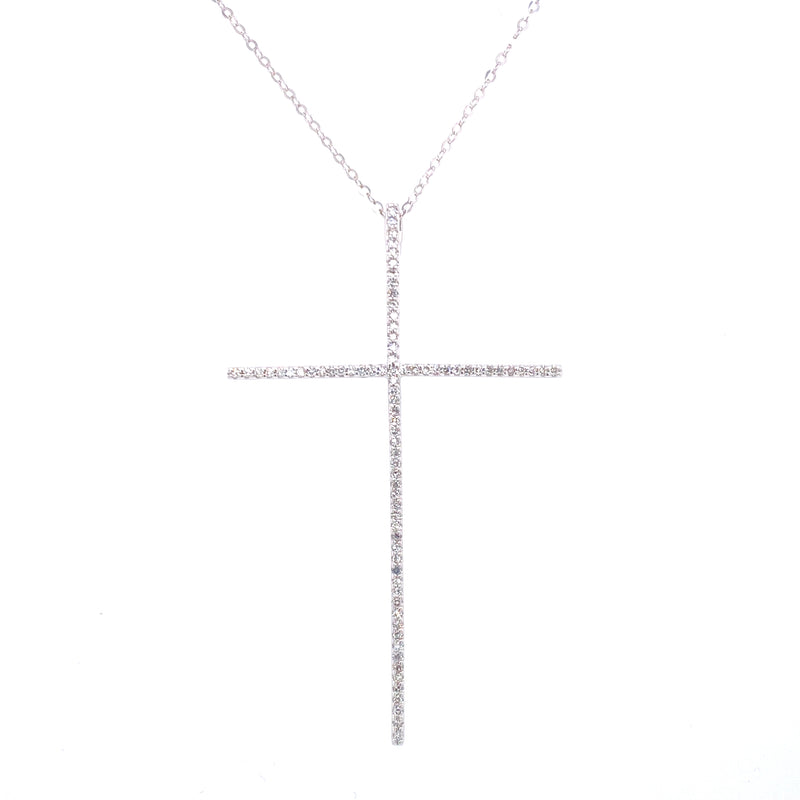 14K Yellow Gold Extra Large Diamond Cross Necklace-Necklaces-lau international-WHITE GOLD-