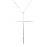 14K Rose Gold Extra Large Diamond Cross Necklace
