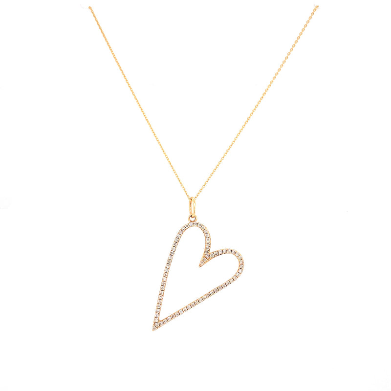 14K Yellow Gold Diamond Open Heart Necklace-Necklaces-majolie-